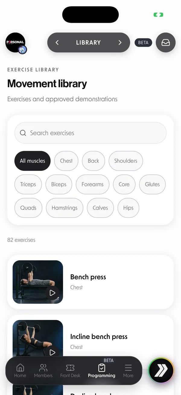 Betterness One Coaching: the Movement library with exercises and demonstrations
